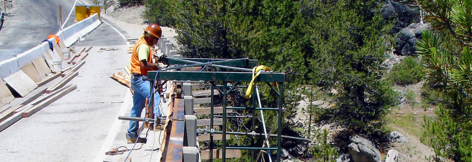 Man working on a bridge constrction site